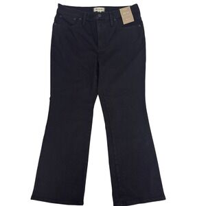 NWT Madewell Mid-Rise Kick Out Jeans Women 31 Black Ankle Length Magic Pockets